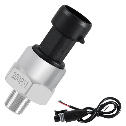 200 PSI Pressure Transducer Sensor with Connector Harness, 1/8"NPT Thread Stainless Steel Transmitter