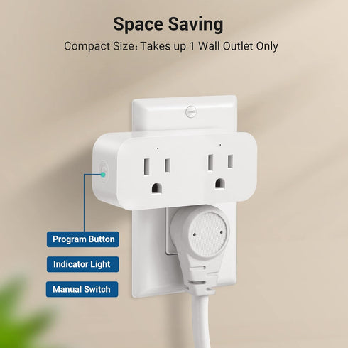 DEWENWILS Wireless Remote Control Outlet, 2 Independent Control Sockets, No Wiring, 15A/1875W, 100 FT Range