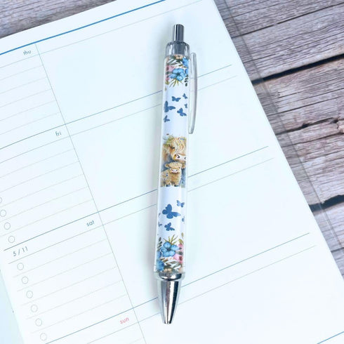 YJ PREMIUMS 6PC Highland Cow Pens Set, Kawaii Cute Cow Print Stationary Supplies for School Home Office Gifts