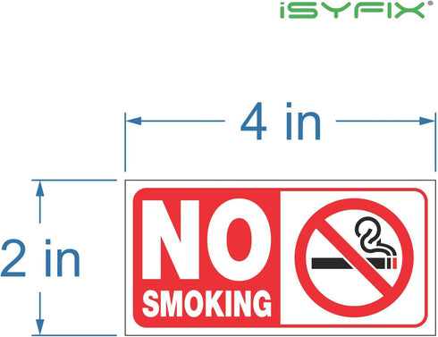 iSYFIX No Smoking Sign Sticker for Homes – 6 Pack 4x2 inch – Premium Self-Adhesive Vinyl, Laminated for UV, Weather,