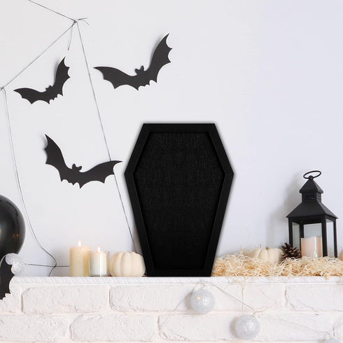 Coffin Felt Bulletin Board - Gothic Decor for Table Top or Wall with Push Pins for Home, Office, Bistro