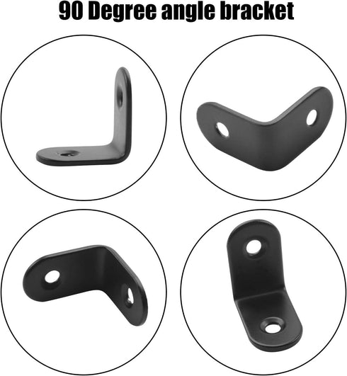 Aylifu 90 Degree Corner Braces, 12 Pieces Black Right Angle Brackets with 24 Screws for Shelves, Cabinet, Furniture