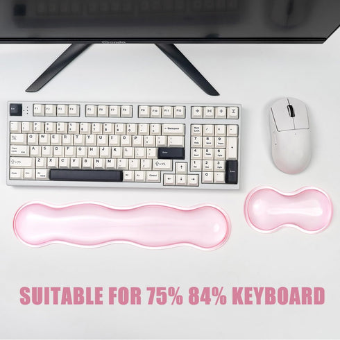 Set 60%/68%/75%, Ergonomic Silicone Gel Keyboard and Mouse Wrist Rest Clear Wrist Rest for Keyboard Comfort & Support