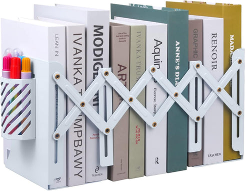 MSDADA Adjustable Bookends, Metal Book Ends for Heavy Books, Expandable Book Organizer