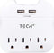 Tech2 3-Outlet Surge Protector Power Strip with 2 USB Charging Ports, ETL Certified for Home, School, or Office