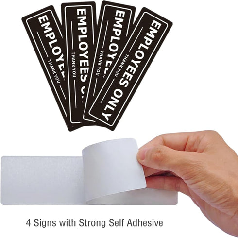Employees Only Sign for Office Business Door, Aluminum Metal Black White Signs for Store, Pack of 4