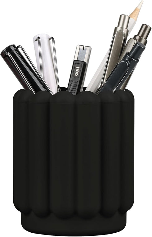 Silicone Pen Holder, Cute Desk Pencil Cup for Kids Office Decor, Desk Accessories Organizer (Black)
