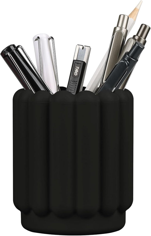 Silicone Pen Holder, Cute Desk Pencil Cup for Kids Office Decor, Desk Accessories Organizer (Black)