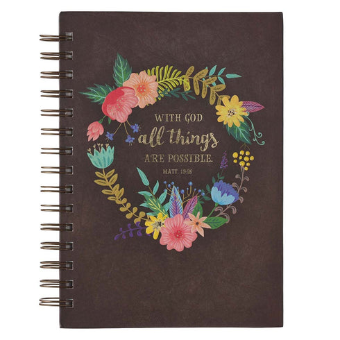 Christian Art Gifts Journal with Scripture: With God All Things Are Possible Matthew 19:26, 192 Ruled Pages, Large