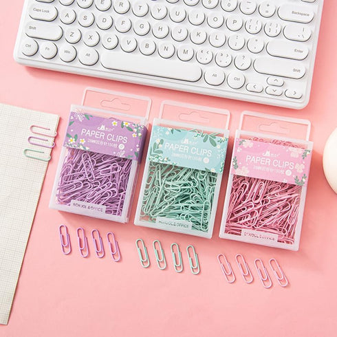 Pink Paper Clip Dispenser Holder, Clear Acrylic Organizer with Top for Cute Office and School Supplies