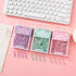 Pink Paper Clip Dispenser Holder, Clear Acrylic Organizer with Top for Cute Office and School Supplies