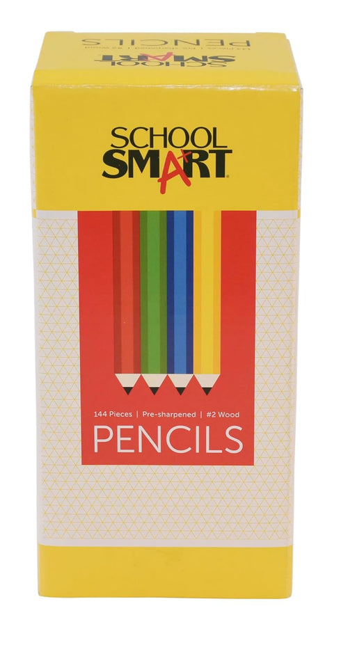 School Smart No 2 Pencils, Hexagonal with Latex-Free Erasers, Assorted Body Colors, Pack of 144