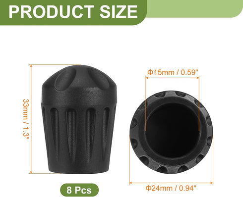 8Pcs 0.59 Inch uxcell Camping Chair Foot Covers, Plastic Table Legs Feet Covers Furniture Floor Protector for Outdoor