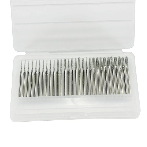 ?????? ???? 30 Pcs Needle Shape Diamond Burr Set for Rotary Tools, 1/8'' Shank for Stone Carving (Size: 1mm-3mm)