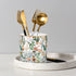 WAVEYU Large Capacity White Flower Ceramic Pen Holder for Desk, Makeup Brush, Marker, and Pencil Storage Organizer