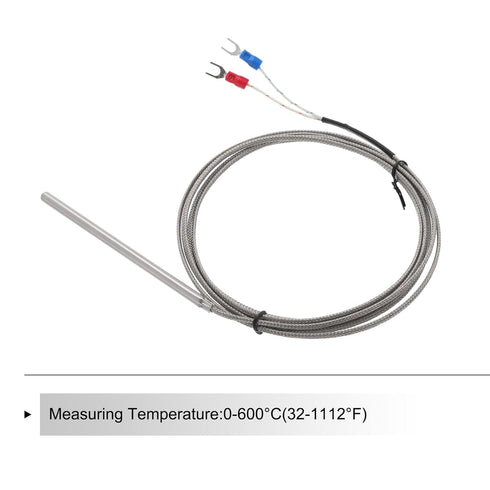 MECCANIXITY K Type Thermocouple Temperature Sensor Probe 5x100mm 6.6ft Wire, 0 to 600°C