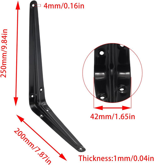 Mormchlots 24Pcs 10 8 Inch x Black Shelf Brackets, Heavy-Duty Metal Steel Corner L Brackets for Shelves Shelf
