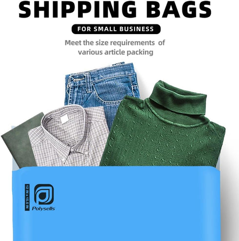 POLYSELLS 500 pcs Blue Poly Mailers, Strong Adhesive, Waterproof Postal Bags