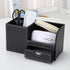 KINGFOM Black Desk Organizer Caddy, Pu Leather Multi-function Storage Box for Pen/Pencil, Cell Phone, Business Cards,