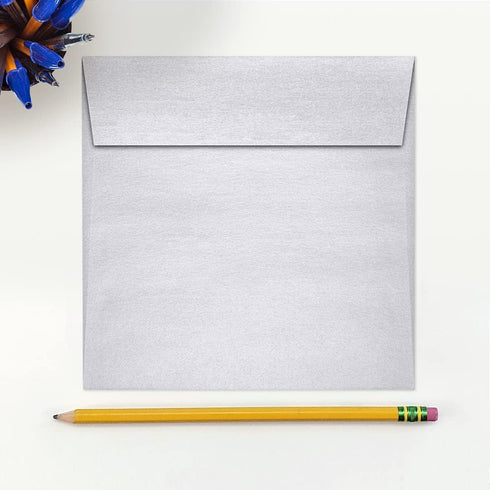 LUXPaper Square Invitation Envelopes, Peel & Press, 6" x 6", Silver Metallic, 80lb Text, 50 Qty