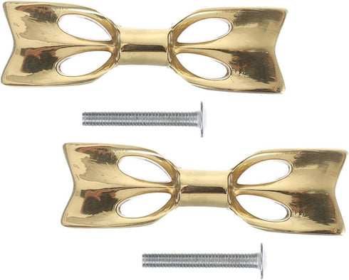 Uonlytech 2sets Retro Brass Bow Drawer Pulls for Cabinets and Dressers Unique