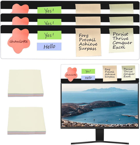 BEIZMHBO 6PCS Set, 4 2 11"x3" Monitor Memo Board Transparent Acrylic Computer Monitor Side Panel Creative Desktop Memo
