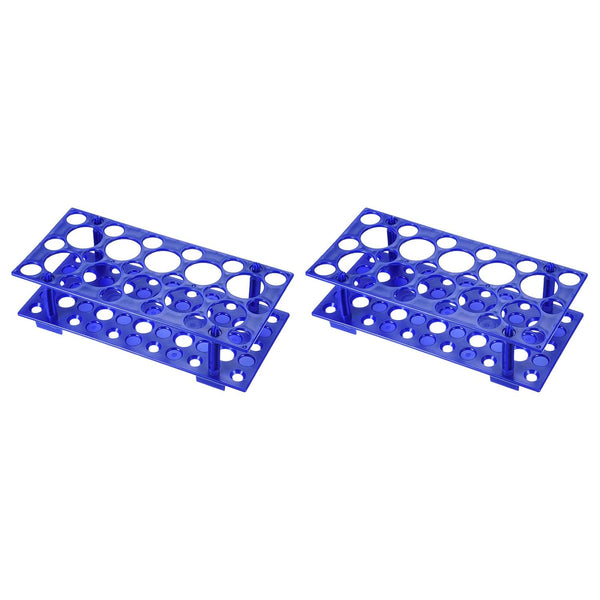 YOKIVE 2Pcs Tube Rack Holder - Polypropylene for 50ml, 15ml, 10ml Lab Test Tube (Blue, 28-Sockets)