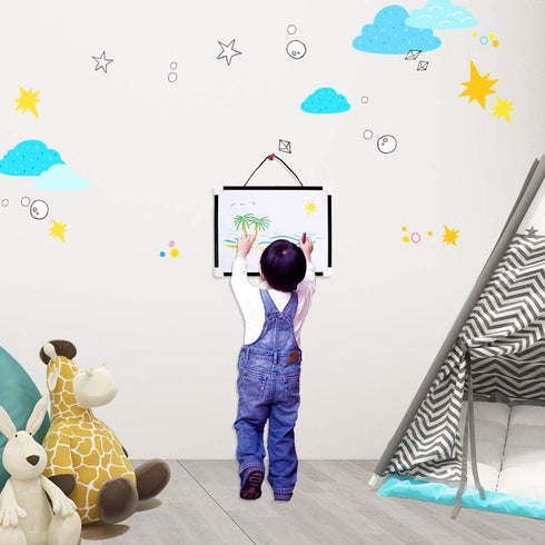Magnetic Dry Erase Board VIZ-PRO, Children Drawing Board/Kids Writing Whiteboard, Black Plastic Frame, 12" x 8"