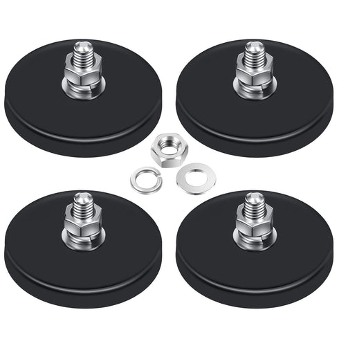 Flutesan Neodymium Magnet Rubber Coated Mounting Small Scratch Safe Black Stud Magnet
