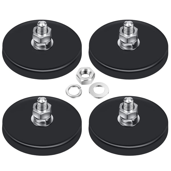 Flutesan Neodymium Magnet Rubber Coated Mounting Small Scratch Safe Black Stud Magnet