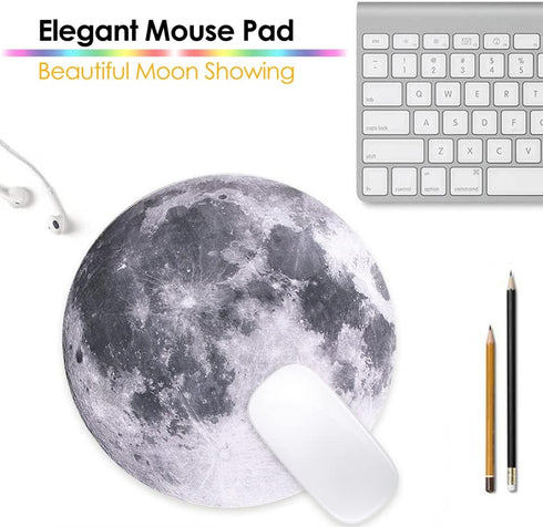 ProElife Round Mouse Pad Gaming Cute Moon Mousepad, 8.66-Inch Non-Slip Rubber Base for Home Office