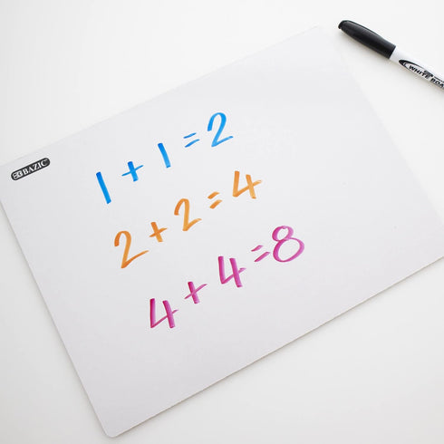 BAZIC Dry Erase Lap Board, 9"x12" & Marker, Double Sided Primary Ruled & Blank, 2-Pack for Teacher Home