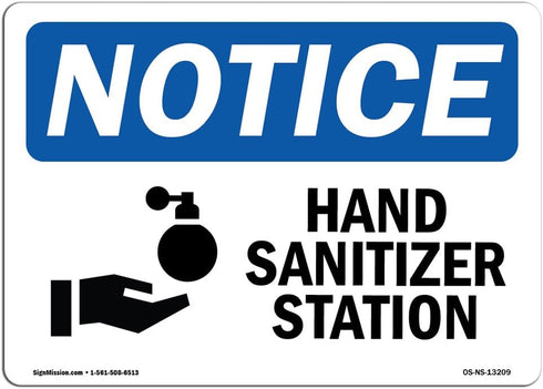 OSHA Notice Sign - Hand Sanitizer Station | Rigid Plastic Sign |