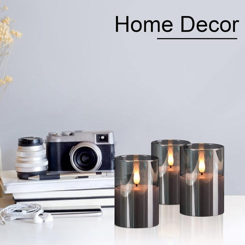 6Pack 2"X3" w/4 Timers+2 VIODAIM Glass Flickering Flameless Candles with Remote, Real Wax Votive Candles Battery