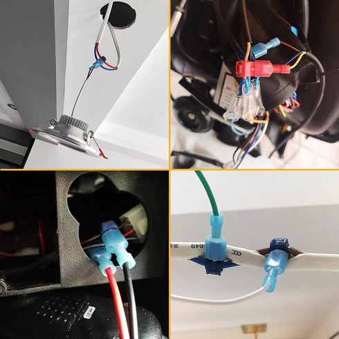 Vrupin 120 PCS T Wire Connectors - Blue 18-14AWG Waterproof T Taps for Automotive Electrical Wire Connectors Kit