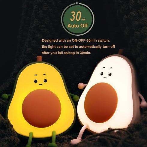 3 Avocado Night Light, Fruit Night Lamp for Kids Bedroom USB Rechargeable Lamps Brightness Levels, Nursery Bedside