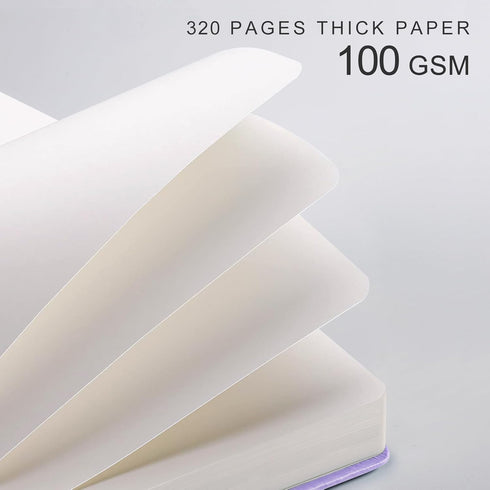 EMSHOI Blank Notebook Journal - 320 Pages, 100gsm Thick Paper, A5 Hardcover Leather, Unlined Sketch Book for Writing