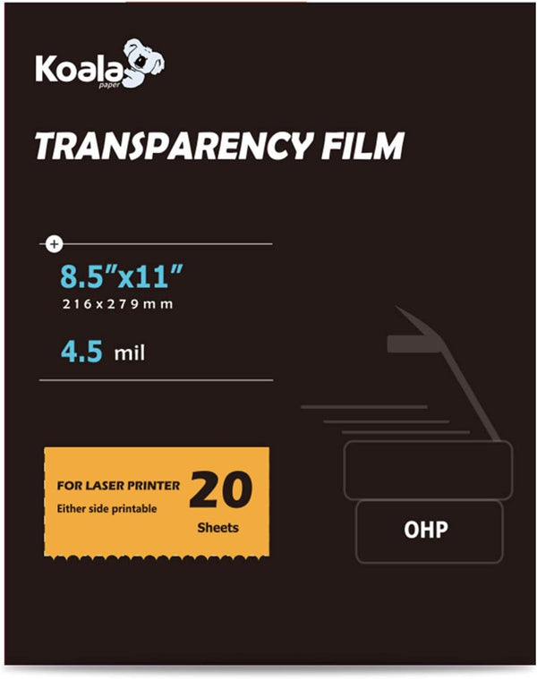 Koala Laser Transparency Film, Color Transparent Paper for OHP, Clear Overhead Projector
