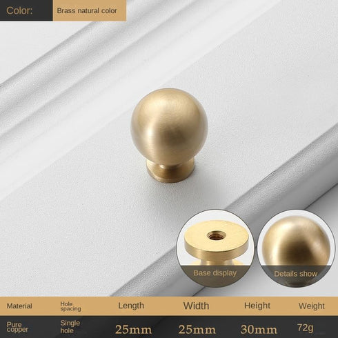SANCHAKOU 2Pcs Cabinet Knobs Pulls Brass Wardrobe Handle Drawer Single Hole Cabinet Bedside Table Handle Ball Shape