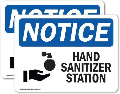 (2 Pack) Hand Sanitizer Station Sign With Symbol OSHA Notice Sign 7