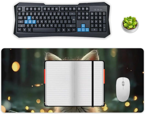 KRECDKQ 40x90cm Fox Baby Forest Night Lights Large Mouse Pad Gaming Mousepad Desk Pad for Keyboard and Mouse Mat
