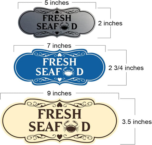Large Blue 'Fresh Seafood' Decorative Sign for Home or Business