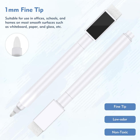 Kerros 16 Pack White Dry Erase Markers Magnetic Dry White Chalk Markers Pens Fine Point Tip - Small Blackboard Markers