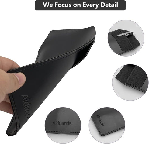Pen Pocket Protector, 2 Pieces PU Leather Pocket Pen Holder Organizer for Shirts, Lab Coats, Multi-Purpose (Black)