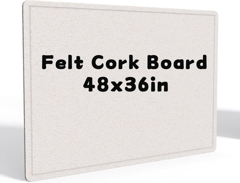 Large Bulletin Board 48 x 36 Inches, Foldable Notice Pin Board for Wall, Decorative Felt Pin Board