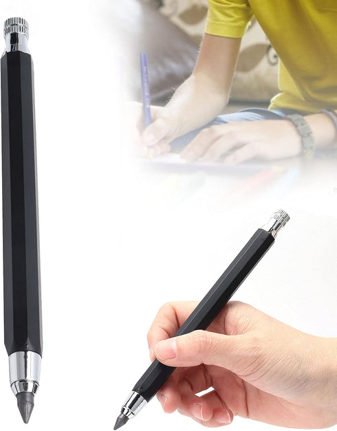 Automatic Pencil, 5.6mm Stainless Steel Mechanical, Draft Drawing Portable Art Clutch for Sketching