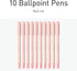 Pentonic Ballpoint Pens, 10 Count, Frosted Pale Pink Barrel with Red Ink, 0.7 mm Fine Point
