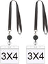 YOUOWO Black Lanyard with Horizontal ID Badge Holder 4x3 and Retractable Badge Reel, 2 Pack