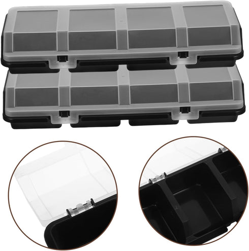 2pcs Homoyoyo Stackable Screw Storage Bins with Transparent Lids Multi Compartment Organizer Box for Garage Craft