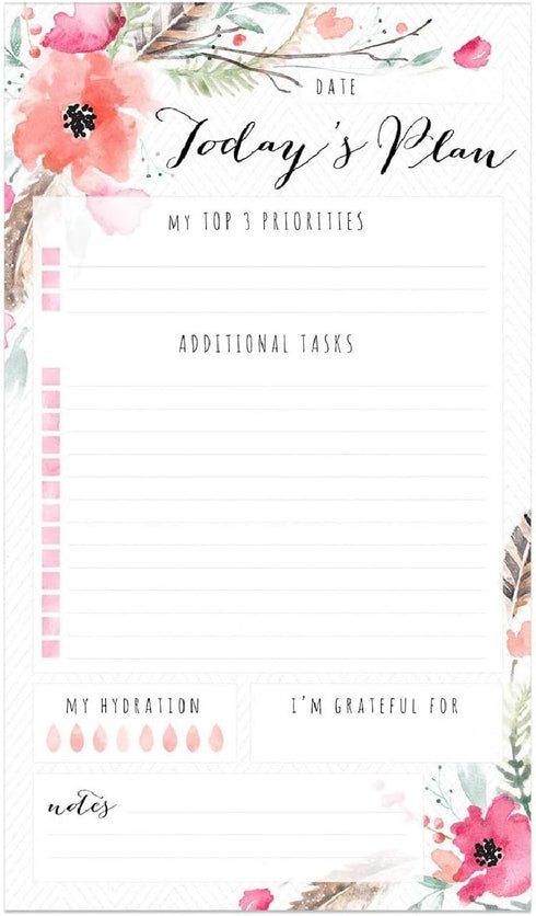 Boho Spirit Sticky Note Daily to-Do Planner - 50 Sticky Pages for Daily Tasks, Floral Note Scheduling, 6" x 10" Planner